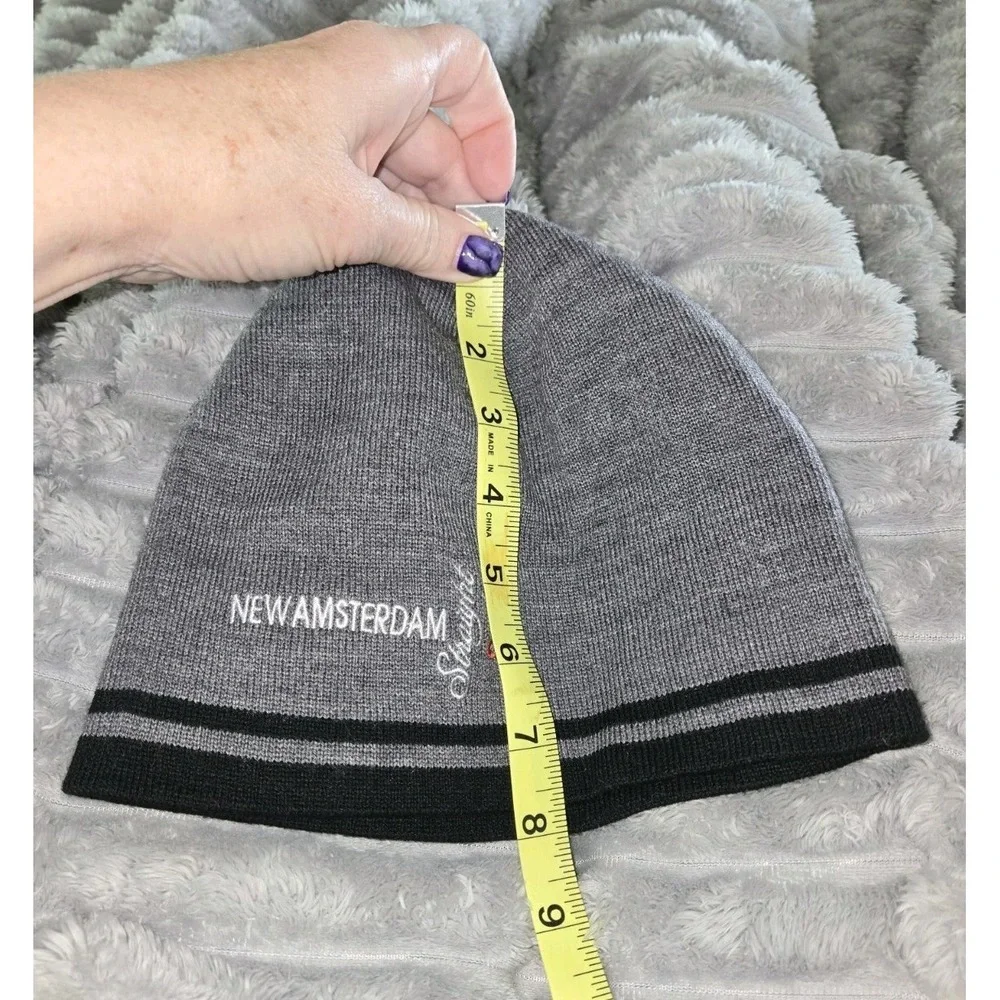 Port & Company New Amsterdam Gin Beanie‎ Gray Black Knit Hat CP93 Striped